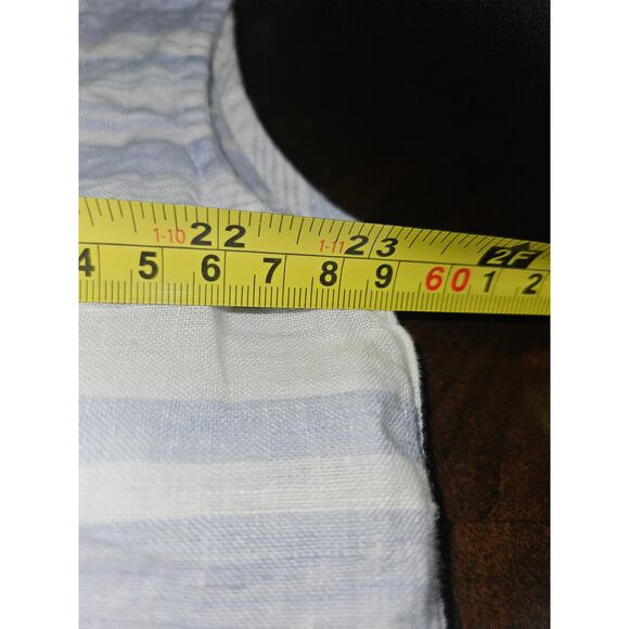 Cynthia Rowley Blue & White Striped Linen Button Short Sleeve Sz XL - Picture 4 of 5